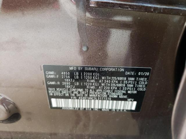 4S4BTANC3L3177276 - 2020 SUBARU OUTBACK LI BROWN photo 10