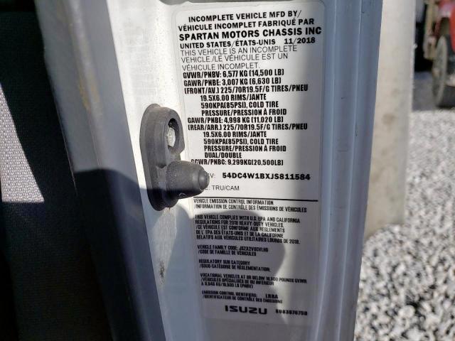 54DC4W1BXJS811584 - 2018 ISUZU NPR HD Beyaz fotoğraf 10