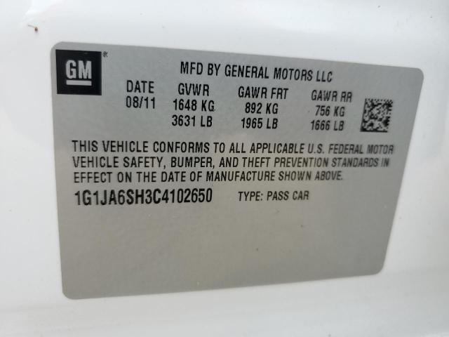 1G1JA6SH3C4102650 - 2012 CHEVROLET SONIC LS 白色 照片 10