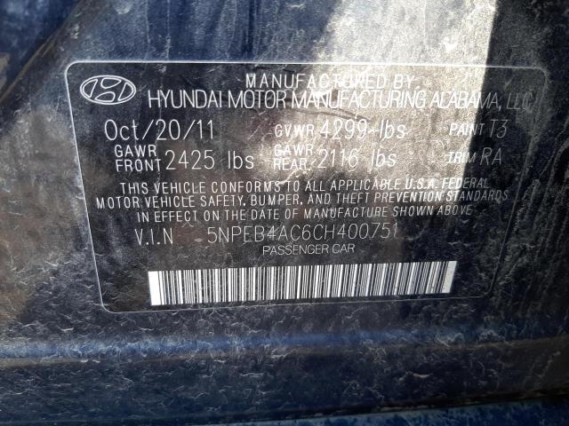 5NPEB4AC6CH400751 - 2012 HYUNDAI SONATA GLS  photo 10