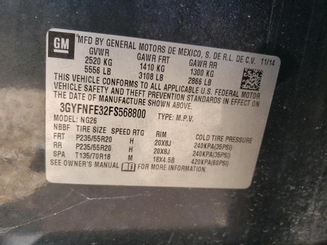 3GYFNFE32FS568800 - 2015 CADILLAC SRX PERFOR 灰色 照片 10