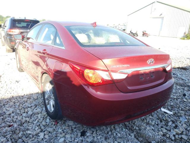 5NPEB4AC1DH746708 - 2013 HYUNDAI SONATA GLS RED photo 3