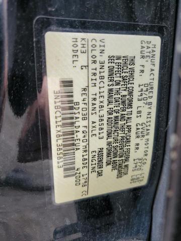 3N1BC11EX8L385813 - 2008 NISSAN VERSA S BLACK photo 10