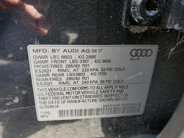 WA1VAAF75HD054146 - 2017 AUDI Q7 PRESTIG BLACK photo 10