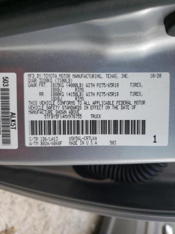 5TFBY5F14MX978755 - 2021 TOYOTA TUNDRA DOU SILVER photo 10