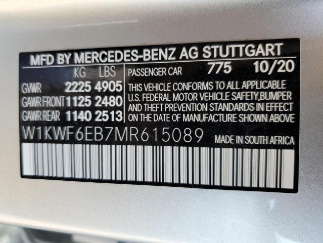 W1KWF6EB7MR615089 - 2021 MERCEDES-BENZ C 43 AMG SILVER photo 10