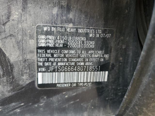 JF1SG66648G718551 - 2008 SUBARU FORESTER S Գրաֆիտ լուսանկար 10