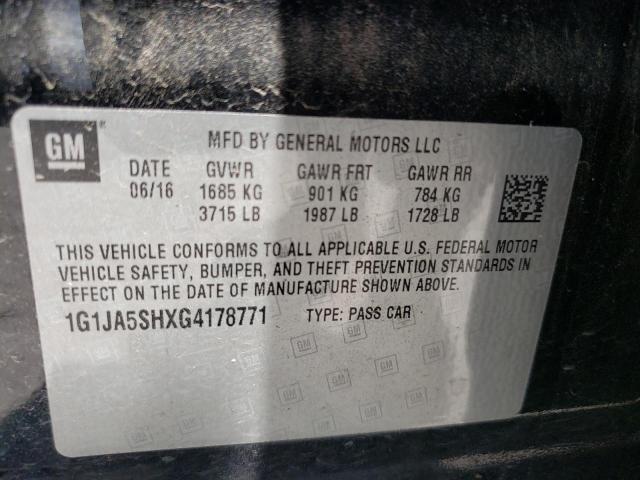 1G1JA5SHXG4178771 - 2016 CHEVROLET SONIC LS BLACK photo 10