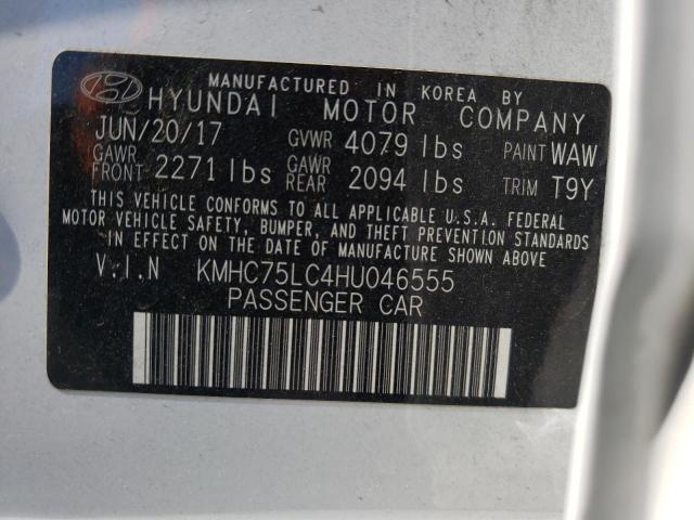 KMHC75LC4HU046555 - 2017 HYUNDAI IONIQ SEL WHITE photo 10