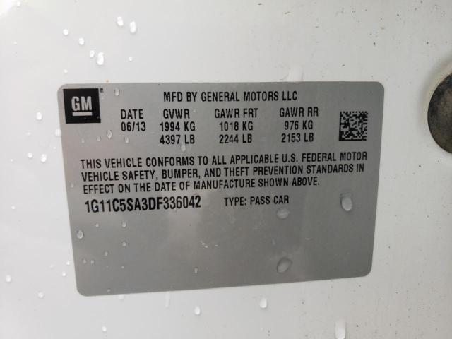 1G11C5SA3DF336042 - 2013 CHEVROLET MALIBU 1LT 白色 照片 10