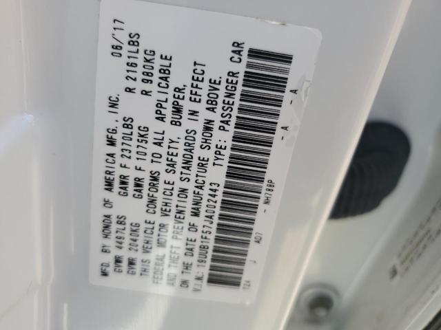 19UUB1F57JA002443 - 2018 ACURA TLX TECH WHITE photo 10