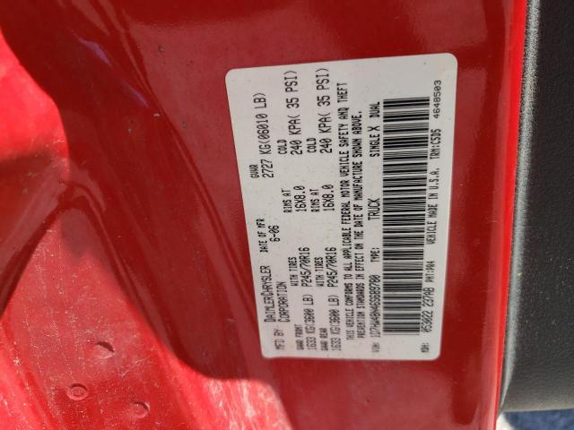 1D7HW48N46S689780 - 2006 DODGE DAKOTA QUA RED photo 10