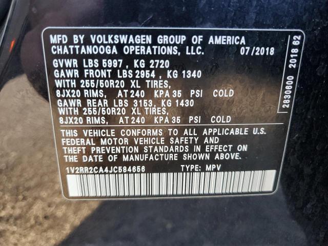 1V2RR2CA4JC584656 - 2018 VOLKSWAGEN ATLAS SEL Qara foto 10