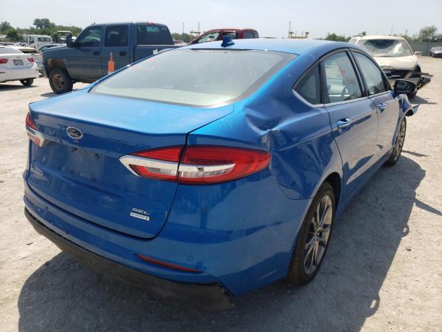 3FA6P0CD3LR152272 - 2020 FORD FUSION SEL BLUE photo 4