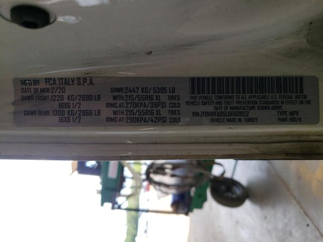 ZFBHRFAB5L6R60852 - 2020 RAM PROMASTER WHITE photo 10