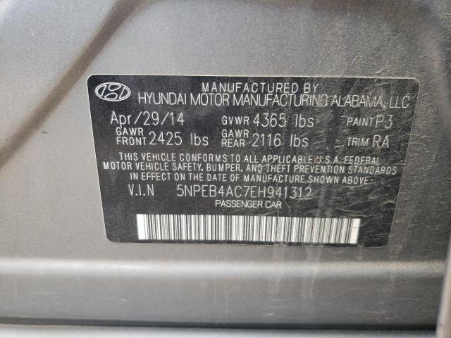 5NPEB4AC7EH941312 - 2014 HYUNDAI SONATA GLS GRAY photo 10