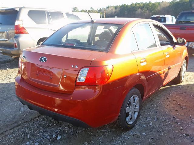 KNADH4A31A6646315 - 2010 KIA RIO LX ORANGE photo 4