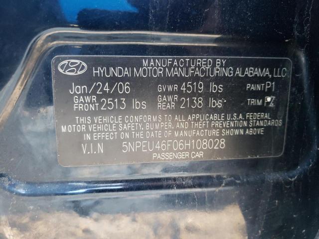 5NPEU46F06H108028 - 2006 HYUNDAI SONATA GLS  photo 10