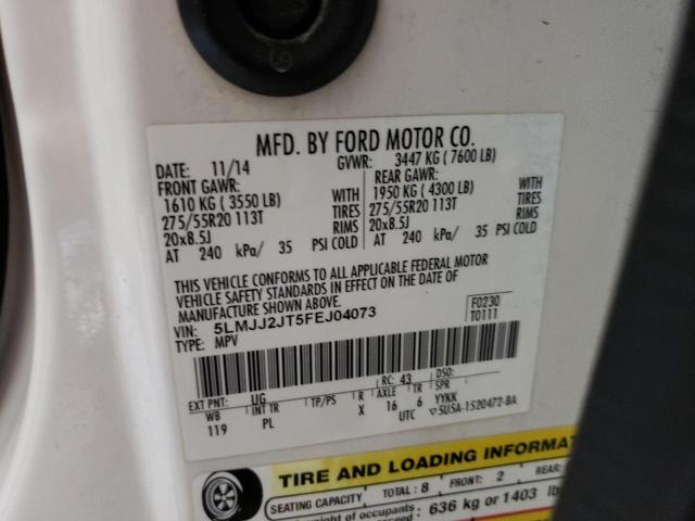 5LMJJ2JT5FEJ04073 - 2015 LINCOLN NAVIGATOR თეთრი ფოტო 10