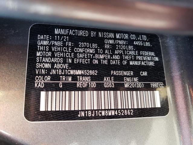 JN1BJ1CW8MW452862 - 2021 NISSAN ROGUE SPOR GRAY photo 10