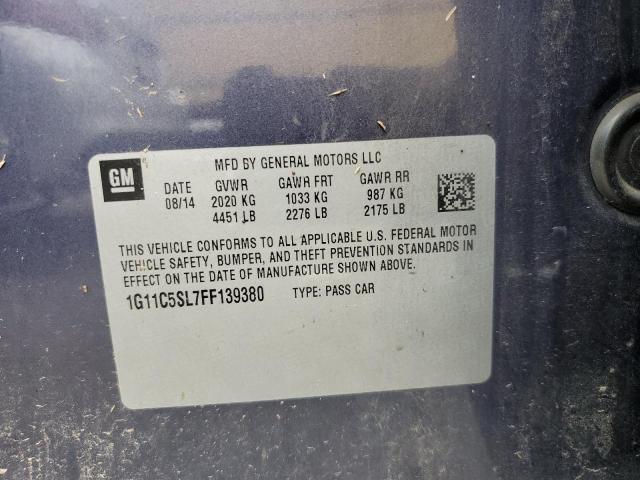 1G11C5SL7FF139380 - 2015 CHEVROLET MALIBU 1LT 蓝色 照片 10