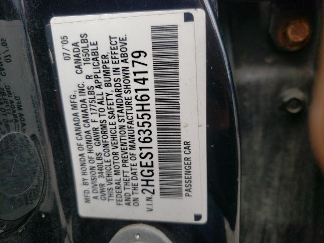 2HGES16355H614179 - 2005 HONDA CIVIC DX VP  照片 10