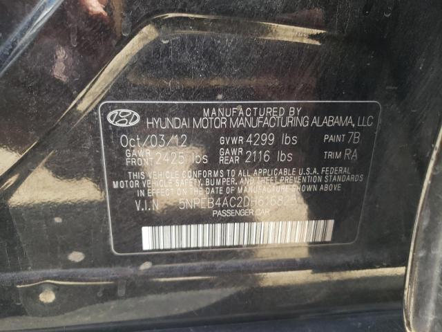 5NPEB4AC2DH616825 - 2013 HYUNDAI SONATA GLS BLACK photo 10