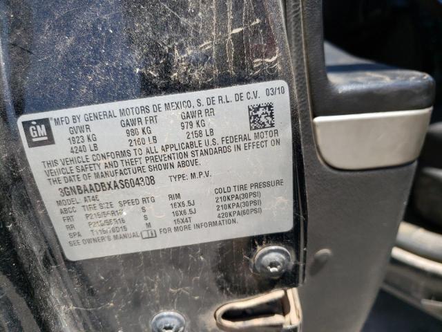 3GNBAADBXAS604308 - 2010 CHEVROLET HHR LS BLACK photo 10