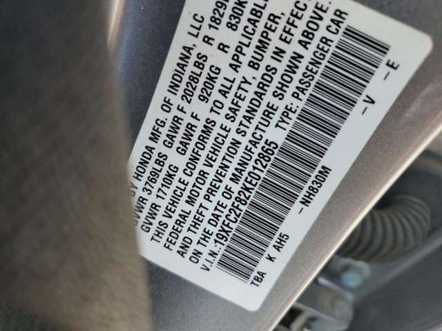 19XFC2F82KE012865 - 2019 HONDA CIVIC SPOR GRAY photo 10