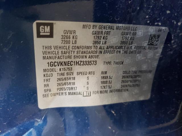 1GCVKNEC1HZ333573 - 2017 CHEVROLET 1500 BLUE photo 10