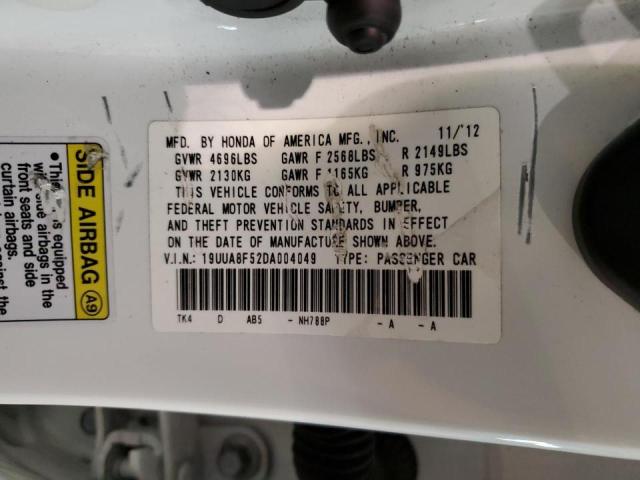 19UUA8F52DA004049 - 2013 ACURA TL TECH WHITE photo 10