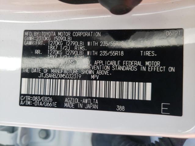 JTJSARBZXM5032319 - 2021 LEXUS NX 300 BAS 白色 照片 10