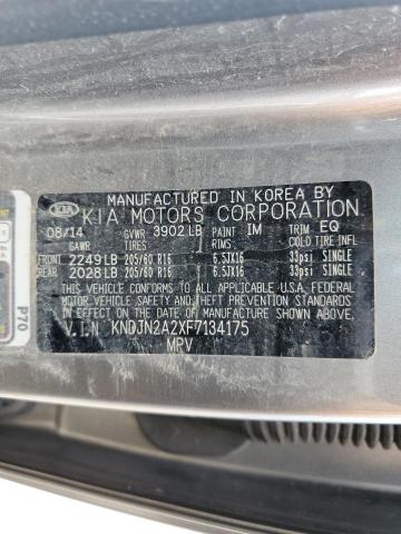 KNDJN2A2XF7134175 - 2015 KIA SOUL SILVER photo 10