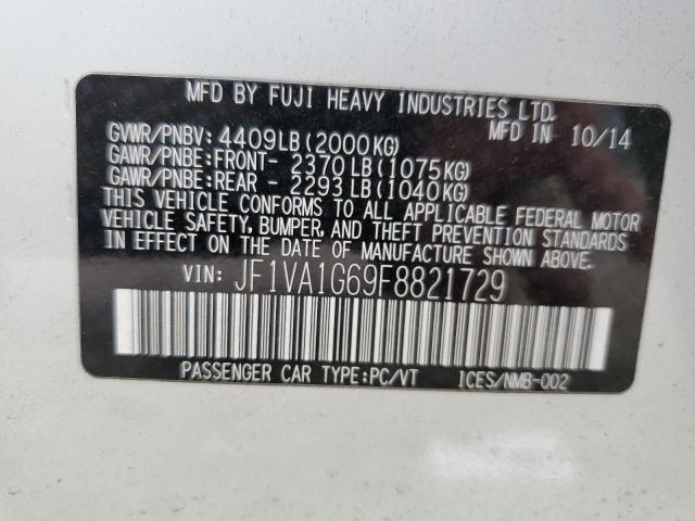 JF1VA1G69F8821729 - 2015 SUBARU WRX LIMITE WHITE photo 10