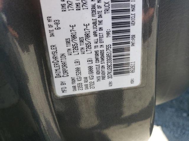 3D7KU28C33G851755 - 2003 DODGE RAM 2500 S Սև լուսանկար 10