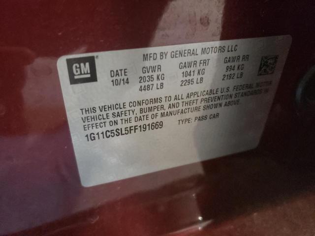 1G11C5SL5FF191669 - 2015 CHEVROLET MALIBU 1LT Марун фото 10