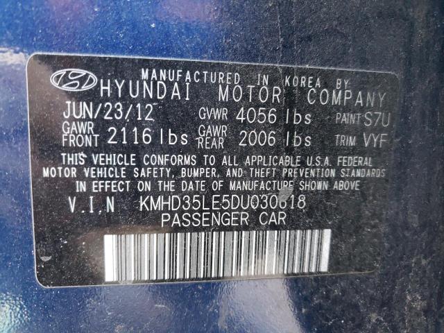 KMHD35LE5DU030618 - 2013 HYUNDAI ELANTRA GT BLUE photo 10