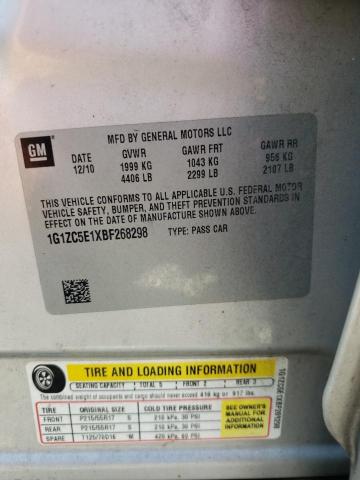 1G1ZC5E1XBF268298 - 2011 CHEVROLET MALIBU 1LT 银色 照片 10