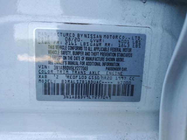 3N1AB8DV9LY277049 - 2020 NISSAN SENTRA SR WHITE photo 10