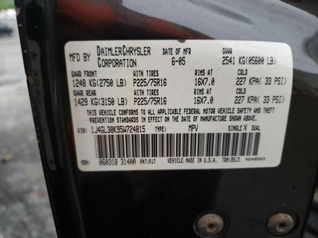 1J4GL38K95W724815 - 2005 JEEP LIBERTY RE GREEN photo 10