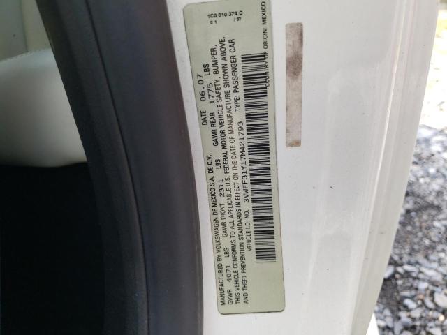 3VWFF31Y17M421793 - 2007 VOLKSWAGEN NEW BEETLE TRIPLE WHITE  photo 10