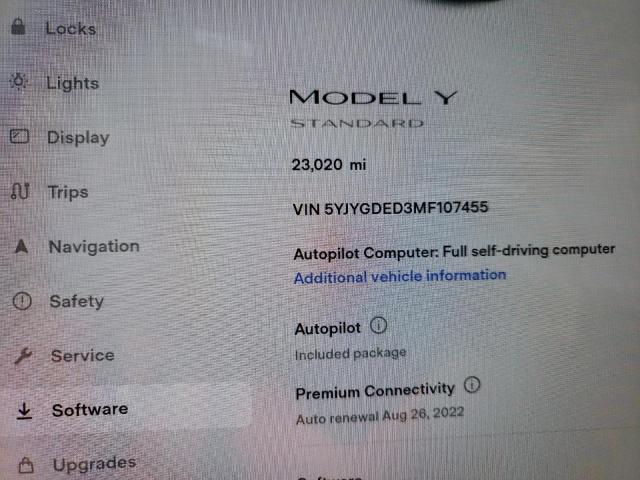 5YJYGDED3MF107455 - 2021 TESLA MODEL Y أسود صورة 8