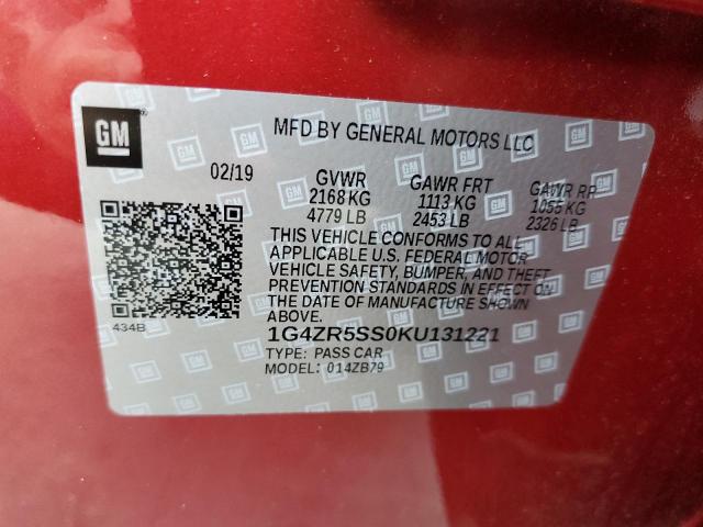 1G4ZR5SS0KU131221 - 2019 BUICK LACROSSE E BURGUNDY photo 10