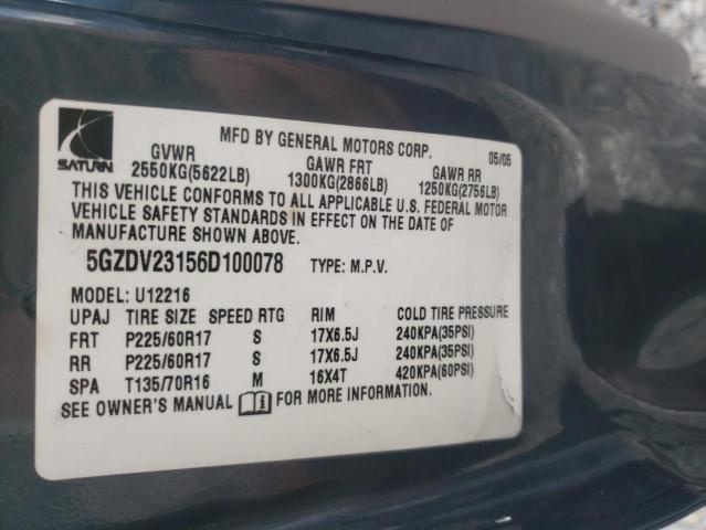 5GZDV23156D100078 - 2006 SATURN RELAY 3 BLUE photo 10