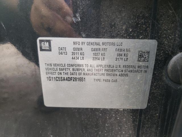 1G11C5SA4DF281651 - 2013 CHEVROLET MALIBU 1LT 黑色 照片 10