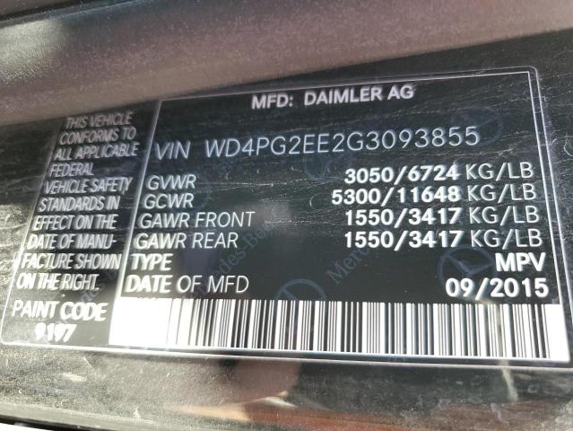 WD4PG2EE2G3093855 - 2016 MERCEDES-BENZ METRIS BLACK photo 10