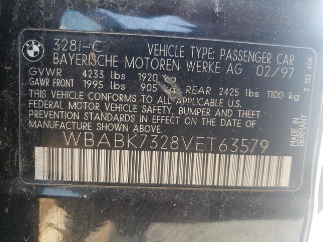 WBABK7328VET63579 - 1997 BMW 328 IC BLACK photo 10