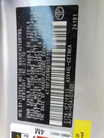 4T1BF3EK9AU107119 - 2010 TOYOTA CAMRY LE A ვერცხლისფერი ფოტო 10