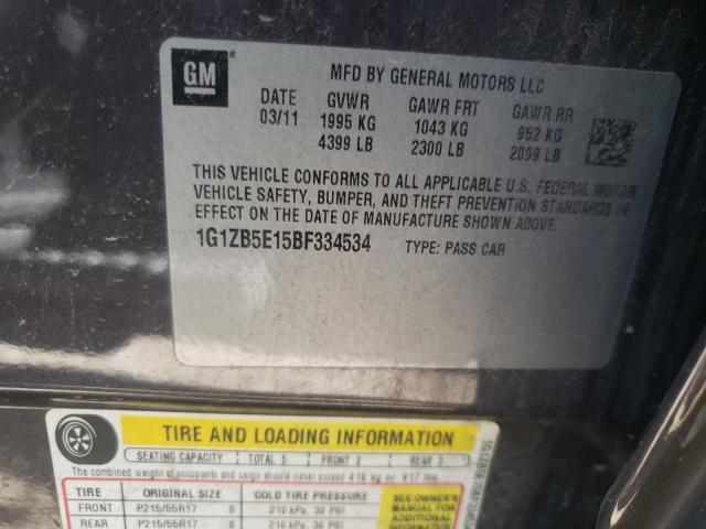 1G1ZB5E15BF334534 - 2011 CHEVROLET MALIBU LS GRAY photo 10