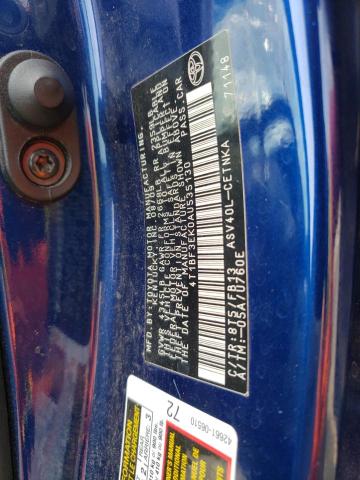 4T1BF3EK0AU535130 - 2010 TOYOTA CAMRY BASE BLUE photo 10